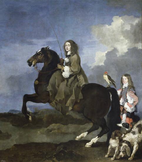 Bourdon, Sebastien Queen Christina of Sweden on Horseback Sweden oil painting art